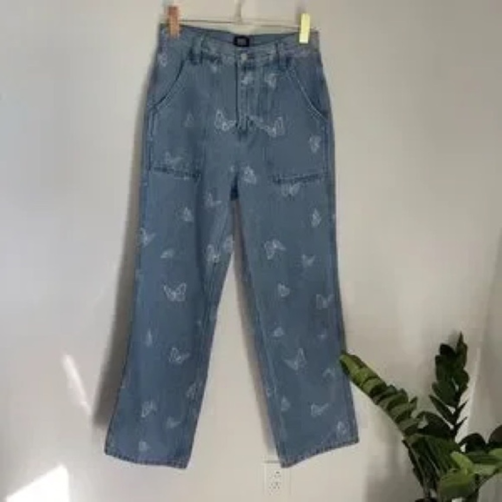 Butterfly Print Blue Jeans 👖 Y2K